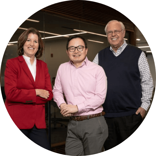 Photo of Karen Wurster, Dr. Deng Meng and Roger Miller